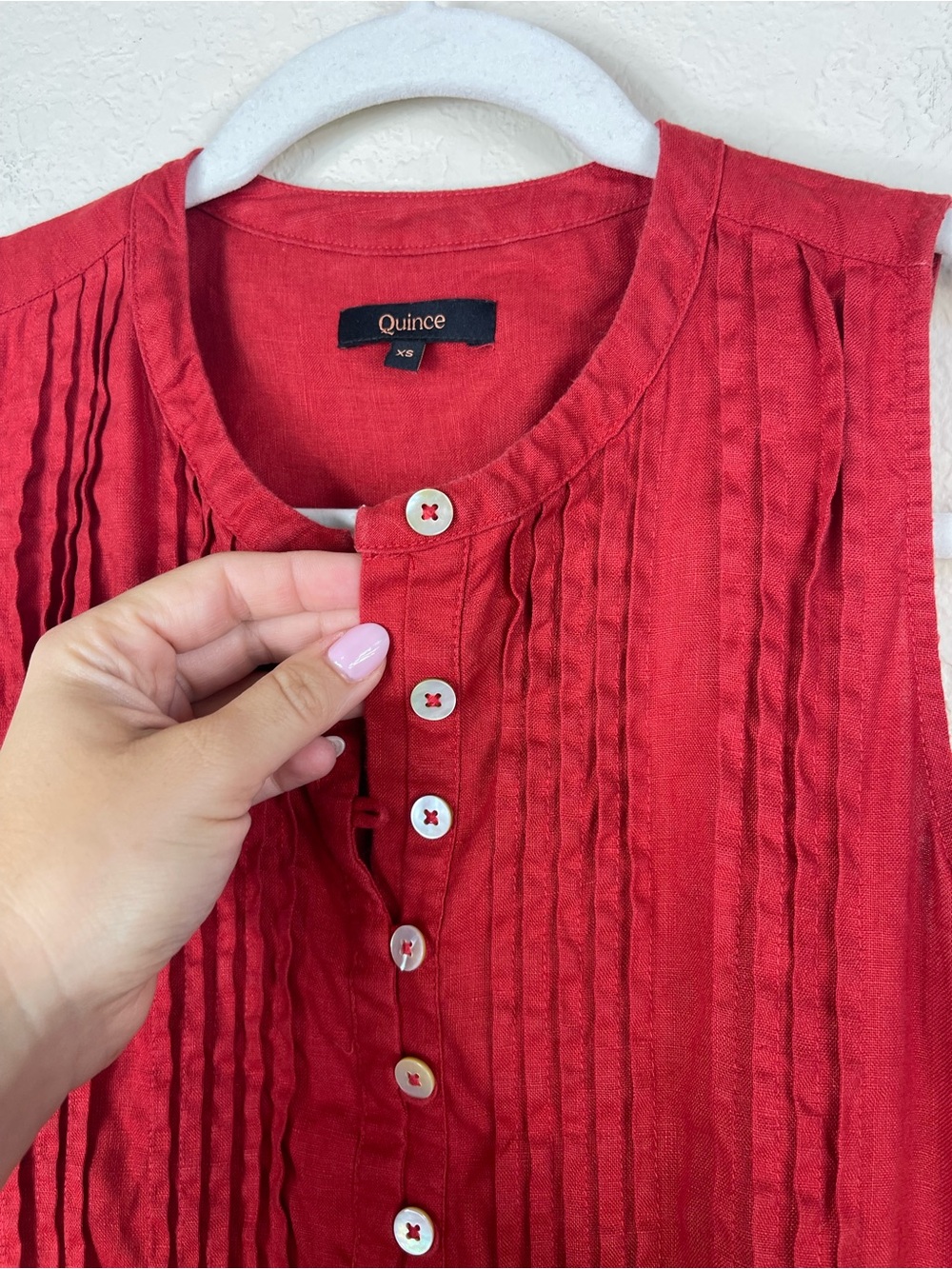 Quince 100% European Linen Sleeveless Swing Dress Chile Red Size XS - Picture 6 of 10